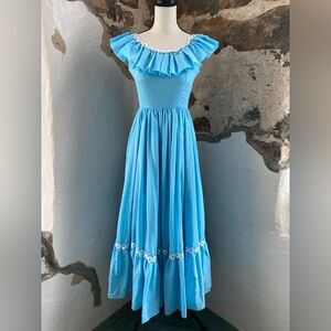 So Cute Baby Blue Sunflower Dress Estimated Size 0